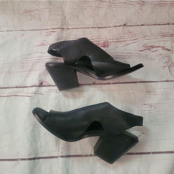 Eileen Fisher Glance Leather Open Toe Heels Size 11 - Picture 1 of 7